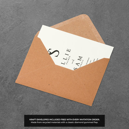 Monogram Wedding Invitation – Minimal Initials Design with Kraft Envelopes