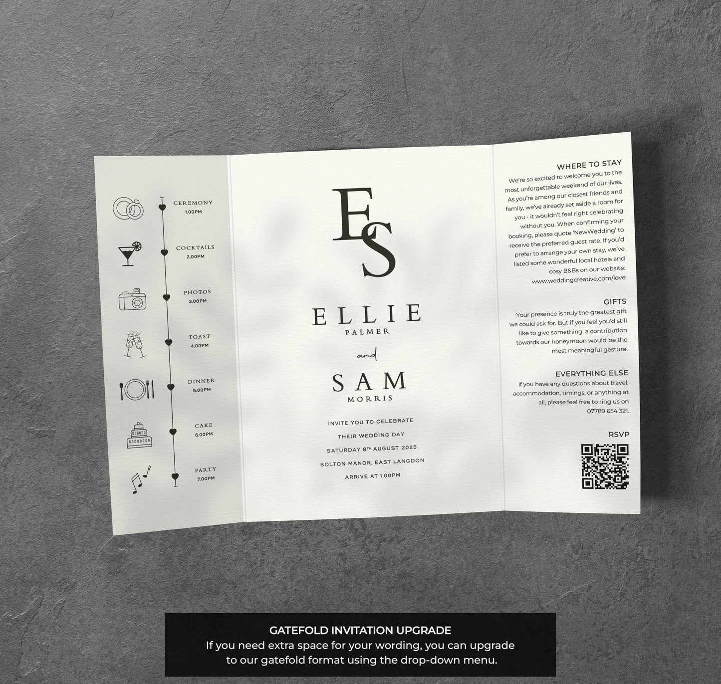 Monogram Wedding Invitation – Minimal Initials Design with Kraft Envelopes