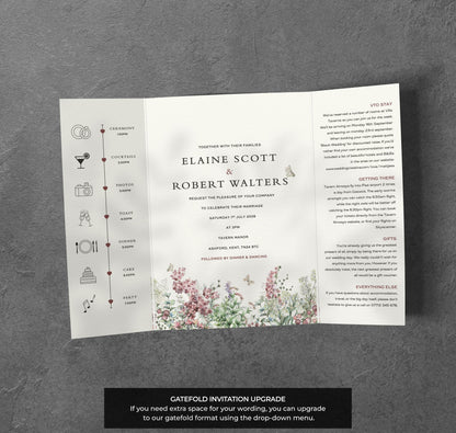 Wildflower Wedding Invitation – Meadow Floral Design with Kraft Envelopes