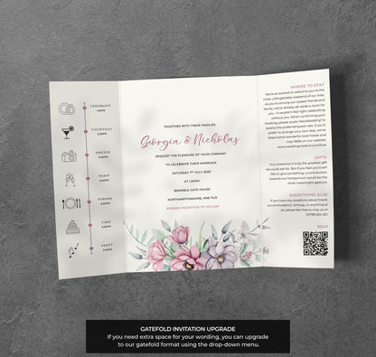 Blush & Lilac Floral Wedding Invitation – Modern Pastel Botanical Design