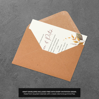 Autumn Leaves Wedding Invitation with Envelopes
