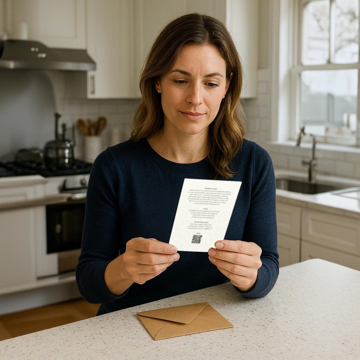 Monstera Wedding Invitation – Minimal Line Art Design with Kraft Envelopes