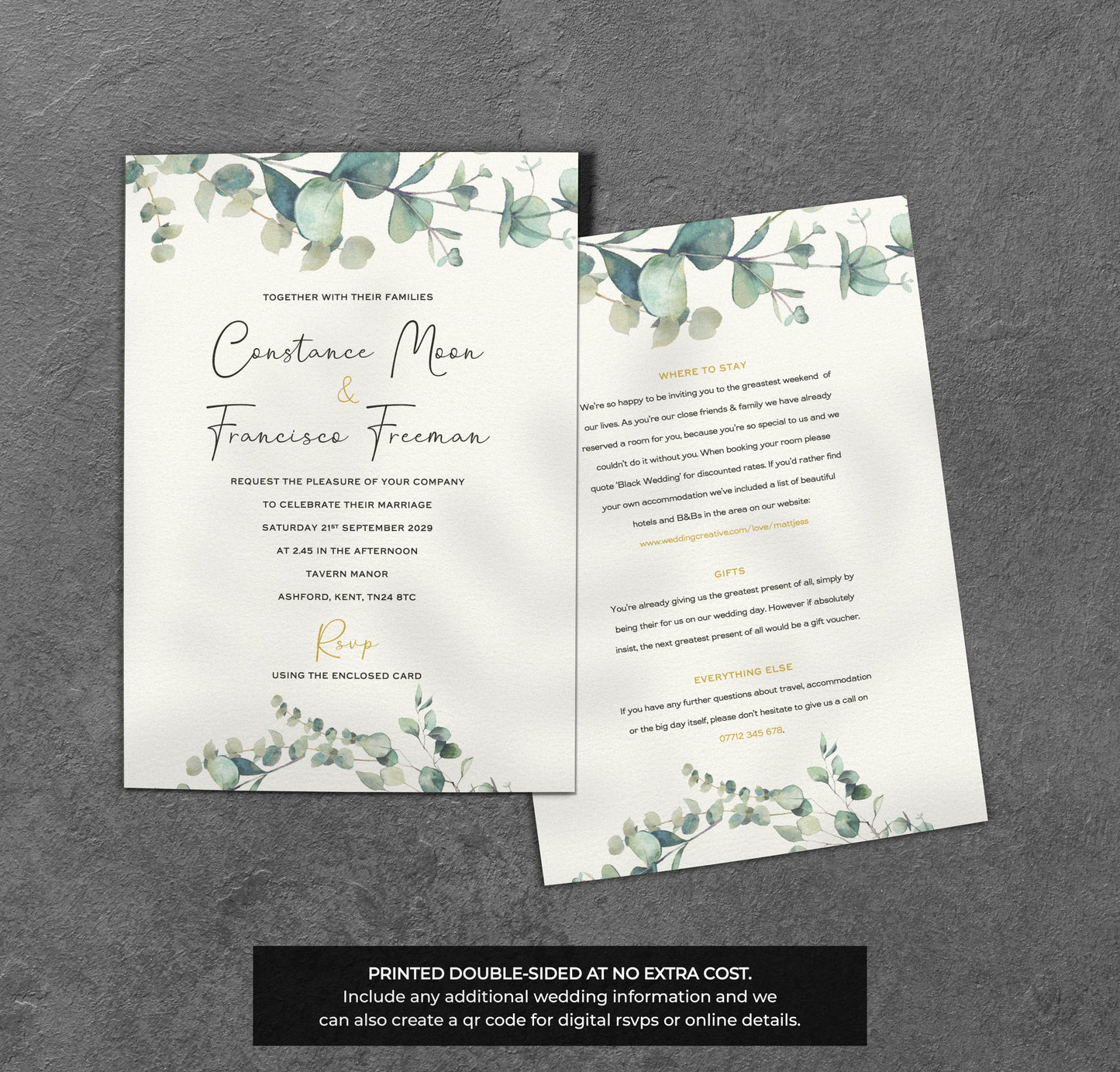 Eucalyptus Wedding Invitation – Greenery Design with Kraft Envelopes