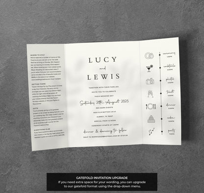 Minimal Serif Wedding Invitation – Modern Black & White Design with Kraft Envelopes