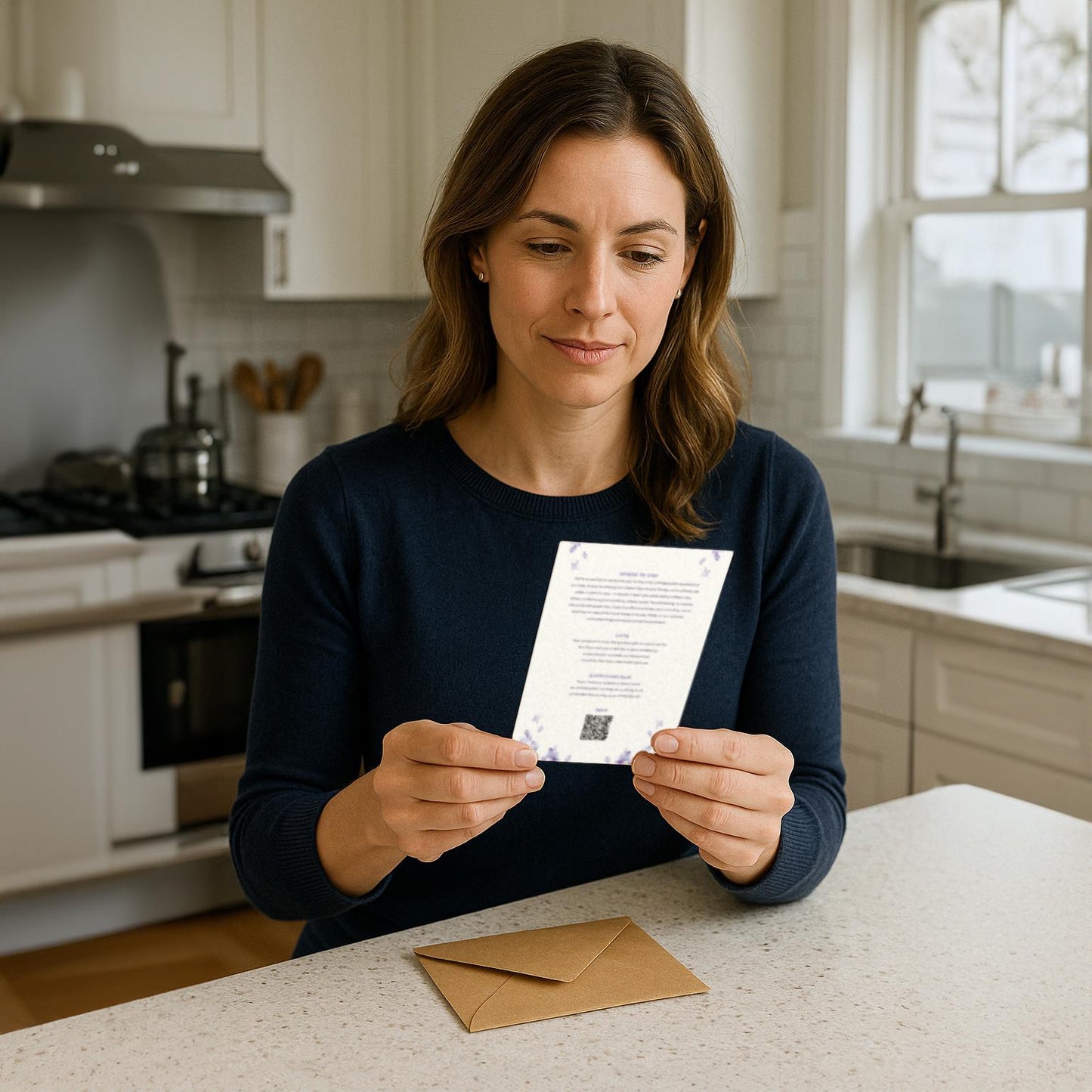 Purple Petal Wedding Invitation – Watercolour Floral Design with Kraft Envelopes