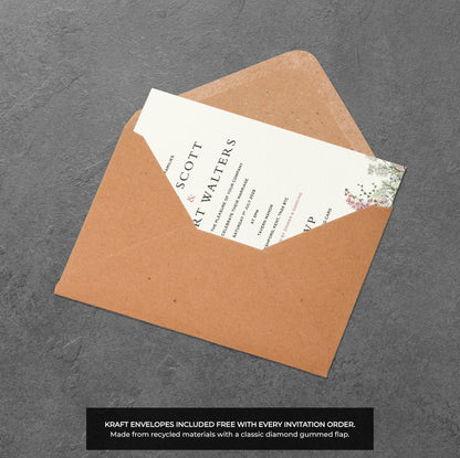 Wildflower Wedding Invitation – Meadow Floral Design with Kraft Envelopes