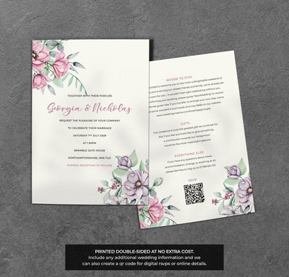 Blush & Lilac Floral Wedding Invitation – Modern Pastel Botanical Design
