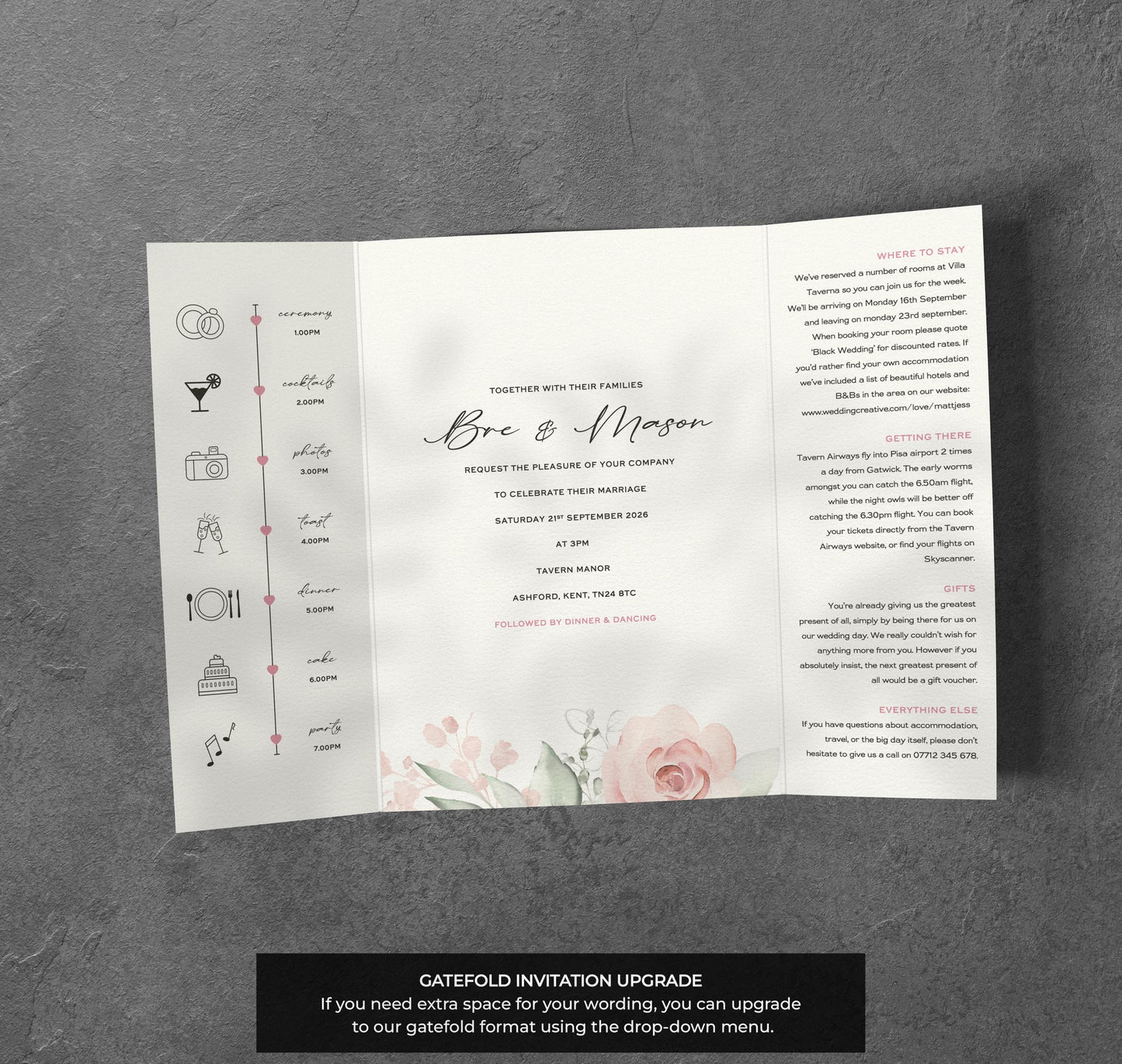 Blush Pink Floral Wedding Invitation – Elegant Pastel Botanical Design