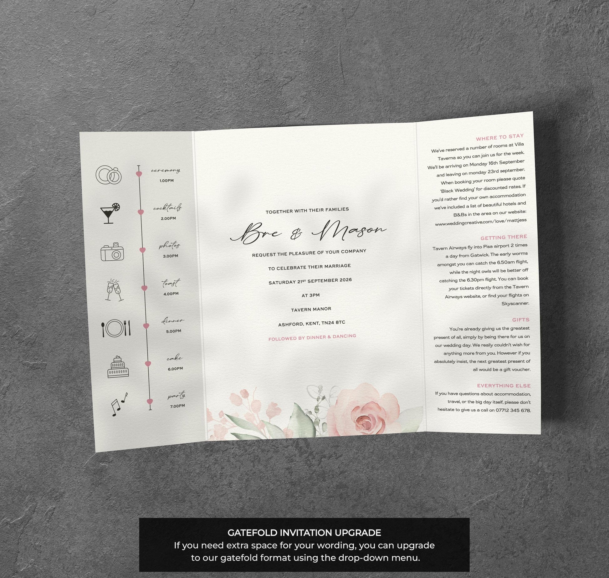 Blush Pink Floral Wedding Invitation – Elegant Pastel Botanical Design