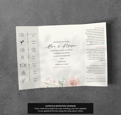 Blush Pink Floral Wedding Invitation – Elegant Pastel Botanical Design