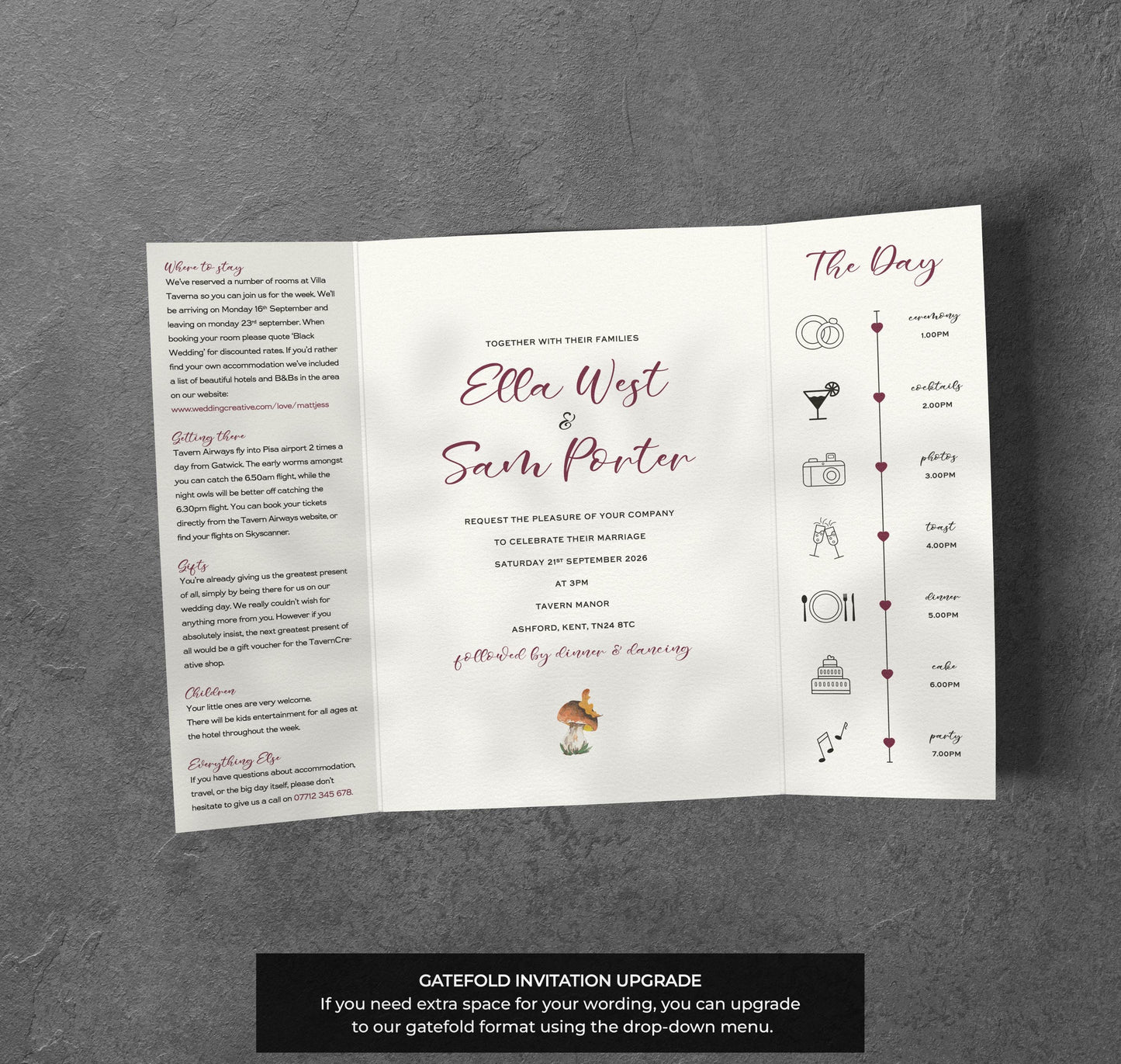 Autumn Wedding Invitation – Woodland Leaves & Acorns with Envelopes