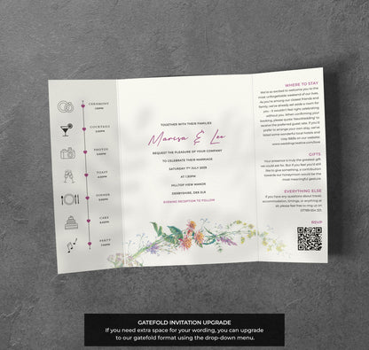 Wildflower Wedding Invitation – Botanical Meadow Arch with Kraft Envelopes