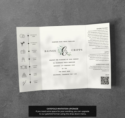 Eucalyptus Wedding Invitation – Greenery Botanical Design with Envelopes